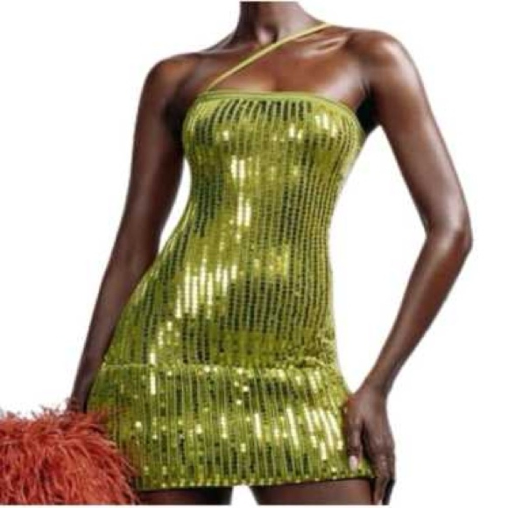 Hanifa Lime Sequin Mini Dress